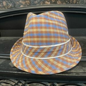 Original Penguin Blue and Brown Checkered Fedora